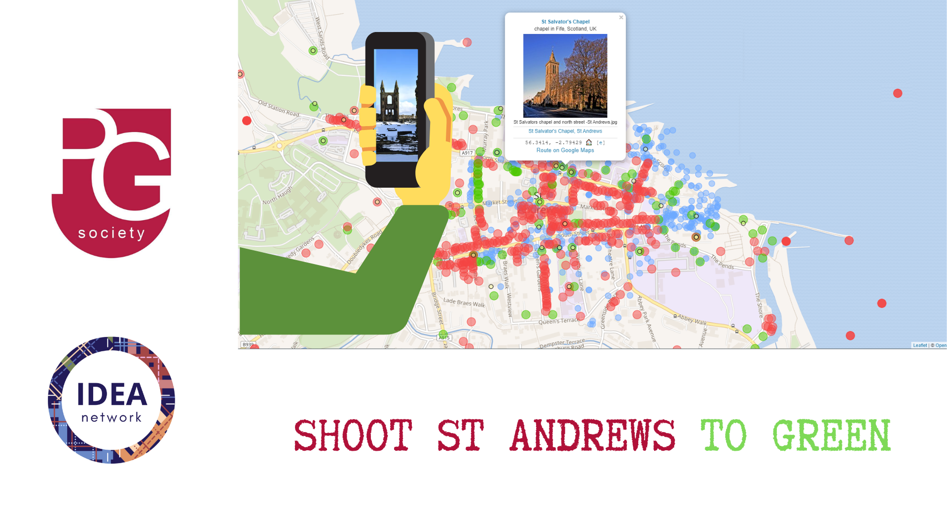 A map shows missing images from the OpenStreetMap for St Andrews