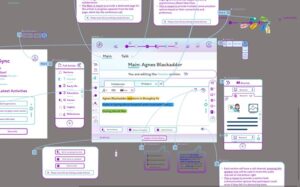 Figma project prototyping design space of the last version of WikiSync’s real-time collaborative writing.